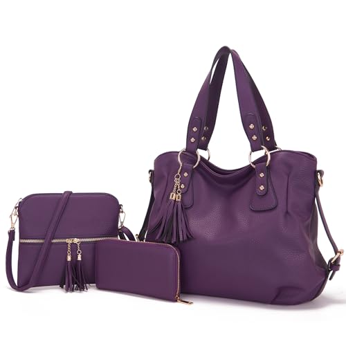 Image of Qiyuer Slouchy Handbag for Women Shoulder Bag Hobo Purse Wallet Set 3pcs