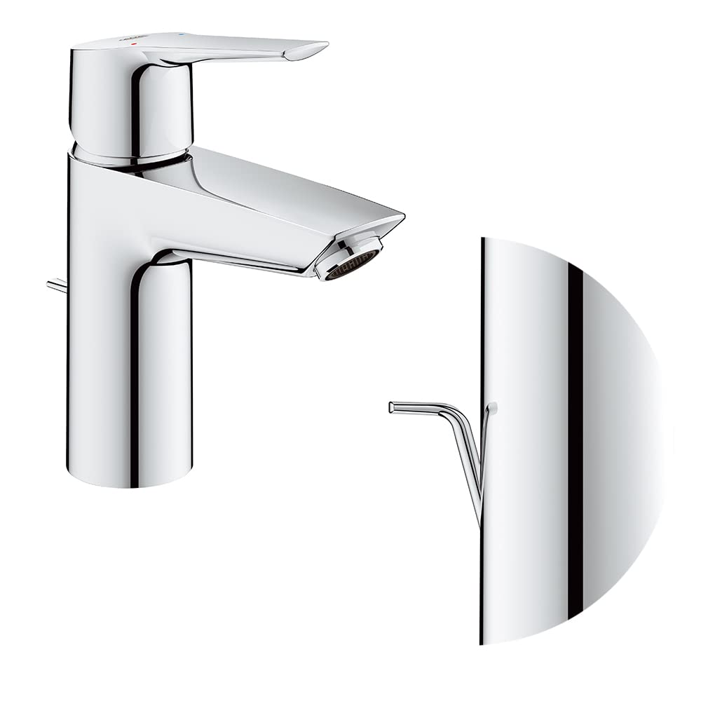 GROHE QUICKFIX Start Robinet de salle de bains lavabo, mousseur économie d'eau, avec tirette de vidage, bonde incluse, installation et nettoyage facile, taille S, chromé, 24209002 (Import Allemagne)