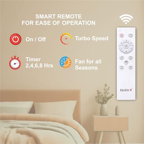 Image of Sujata SBF Air 1200mm BLDC Ceiling Fan | 3 Years Warranty | Savings up to 60% | Remote Control | Fans Ceiling Fans 5 Star | Silent Motor | Inverter Compatible | Living Room & Bedroom (Brown)