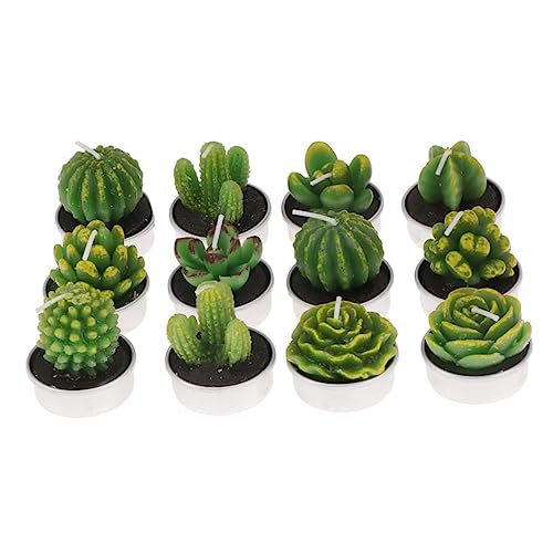 FUNOMOCYA Succulent Tealight Candles Set 12 Pieces Plant Decorative Candles for Home Wedding Tealight Holders No Smoke