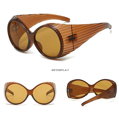 willochra Trendy Oversized Vintage Punk Goggle Sunglasses Women Y2K Round Wrap Around Eyewear Retro Shades UV4002