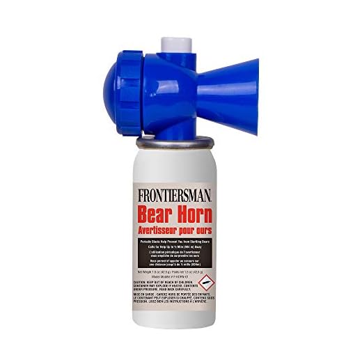 Frontiersman Bear Horn with On/Off Locking Top to Prevent Accidental Deployment, 115dB, Audible up to 0.5 Miles (805 Meters), 60-1/4 Second Bursts