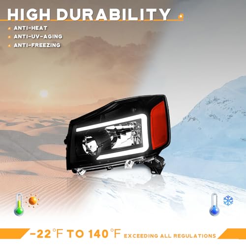 WEELMOTO Black Headlights for 2004-2015 Titan & 2004-2007 Armada LED DRL by WEELMOTO - Used condition - Image 5