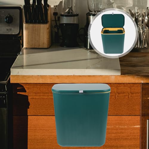 Caneca de basura colgante de cocina con tapa deslizante 9L verde miniatura 4