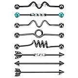 JFORYOU 8 Piezas 14G Piercing Industrial Barra con 8 Estilo para Mujeres Acero Inoxidable Hombres Industrial Pendiente de cartílago Joyería Piercing del Cuerpo
