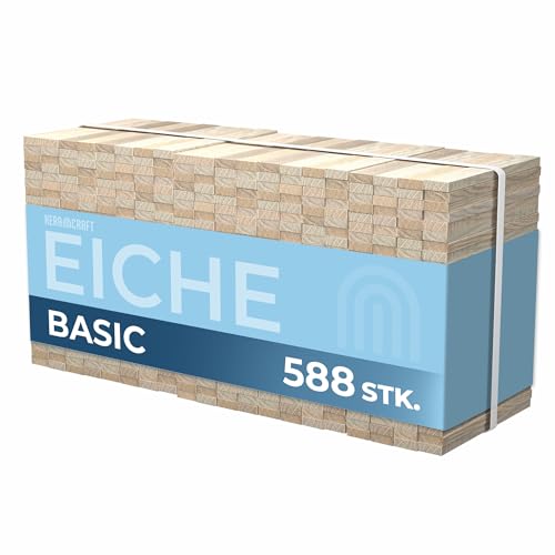 KeraBlocks Basic Eiche - 588 Stück Holzklötzchen zum Basteln 160x22x8mm - Bastelholz ohne Klebeband - Perfekt zur kreative DIY Projekte