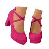 Escarpins Femme Talon Haut Sexy, pour Mariage Chaussure Talon Femme, Sandales Chic Et Elegant Ballerines Rose Poudre, Pedilles Danse, Pieds Larges Rose Poudre Heels Dance Shoes Mary Janes