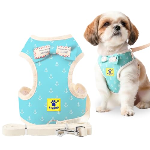 Image of A+a Pets' Cat & Small Dog Harness with Leash Set | Comfortable Vest, Escape-Friendly Combo (Red Stripes, M) (Blue, M)
