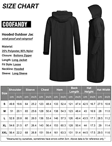 Coofandy Men's Rain Jacket With Hood Waterproof Lightweight Active Long Raincoat (Black&, Small) #TOP5