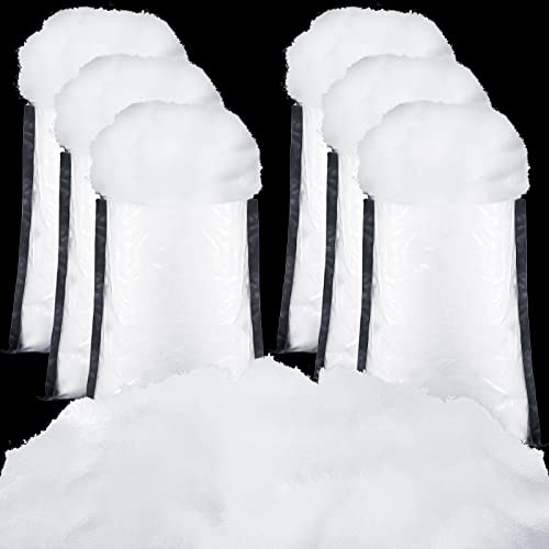 6 Bags Christmas Fake Snow Fluffy Artificial Snow with Glitter Christmas Snowflake Confetti Fake Indoor Snow Blanket Realistic Snow Decor with Gold Silver Snowflake Confetti for Winter Mantle Village