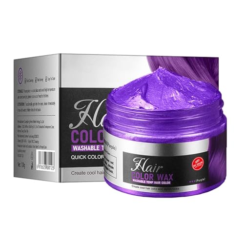 EONFAVE Tinte temporal para el cabello lila, color de pelo lavable, cera natural para hombres y mujeres, tinte temporal para el cabello, crema instantánea para fiestas, cosplay y Halloween (morado)