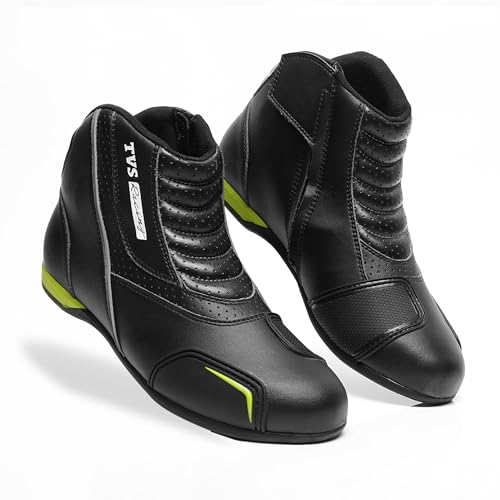 Image of TVS Racing Ankle Length Slip-On Riding Boots for Men:Waterproof Riding Shoes with Reflective Panel
