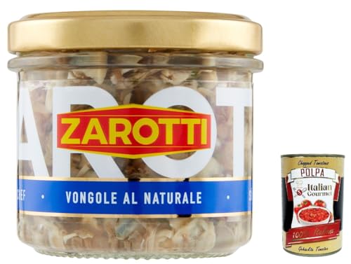 Italian Gourmet bundle für Zarotti Vongole al Naturale 6x130g – Premium Muschelfleisch in Salzlake, ideal für Pasta & Meeresfrüchtegerichte + Italian Gourmet Polpa