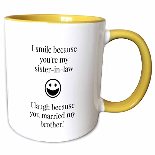 3dRose Funny saying for sister in law 15oz Two-Tone Yellow Mug