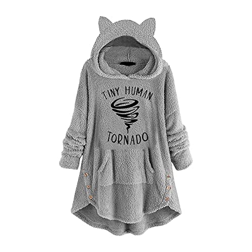 Sweat avec Capuche Oreilles Polaire Femme Femme Liberte Chaud D Hiver Blouson avec Poche Avant Retro Sweat Ado Fille Manche Longue Imprime Panda Sweats Printemps Vacances Cover