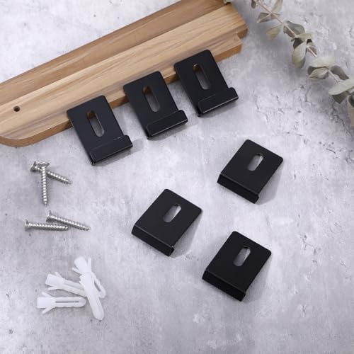 Image of 12 Pcs Metal Mirror Holder Clips Hanger Kit, Mirror Clips for Wall Mounting Holder Hanging with Screws Hooks, Frameless Mounting Hardware Heavy Duty Retainer for Tile Billboard Display(Black)