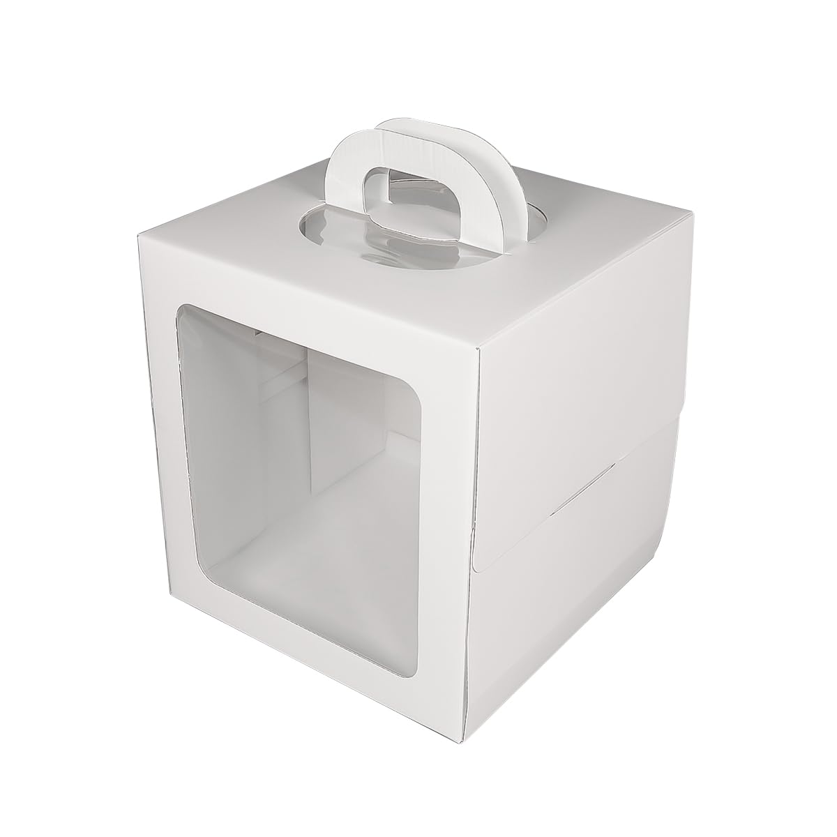 Weiße quadratische Kuchenbox mit Sichtfenster (50 Stück) (23,9 x 23,9 x 25,4 cm)