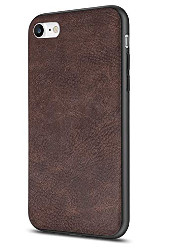 Salawat for iPhone 7 Case, Slim PU Leather iPhone 8 Case Vintage Shockproof Phone Case Cover Lightweight Premium Soft TPU Bumper Hard PC Hybrid Protective Case for iPhone 7/8 (Dark Brown)