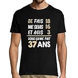  Planetee T-Shirt Homme Anniversaire 37 Ans Humour