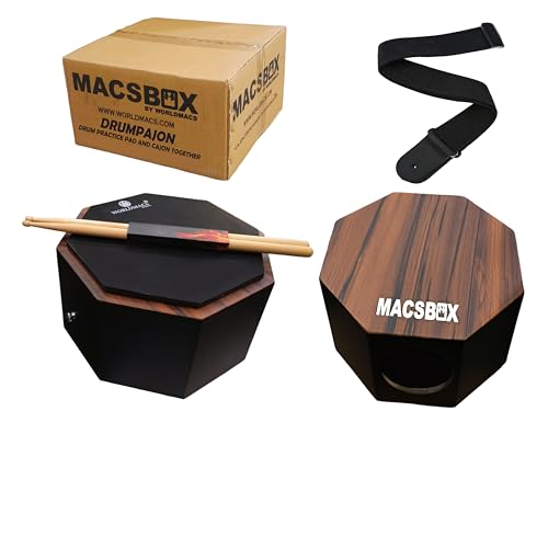 Image of 12 Inches Drum Practice Pad with Actual inchSnare Drum inch Feel with Drumsticks and cover, back side CAJON instrument with heavy bass 2 Internal Snares