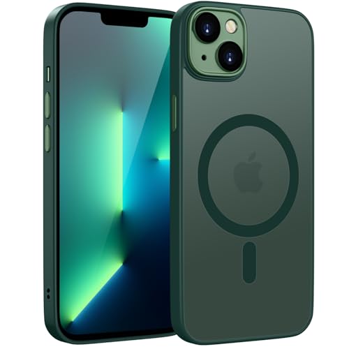 HGH Magnetic Case for iPhone 13 6.1 Inch for MagSafe Wireless Charging Compatible Translucent Matte for iPhone 13 Case Thin Shockproof Case Camera protect for iPhone 13 Phone Case - Dark Green