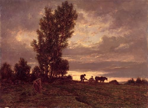 Tableaux peinture sur toile paysage avec un laboureur de Rousseau 60x90