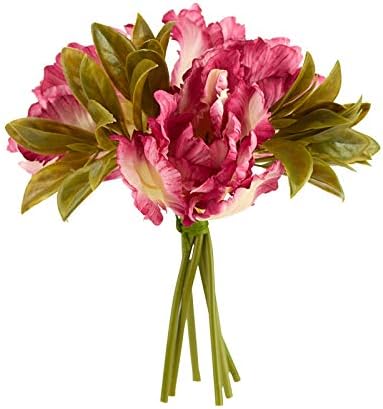 Factory Direct Craft Beauty Pink Artificial Parrot Tulip Bouquet - Faux Spring Silk Tulips Flower Bush for Home Decor and Floral Arrangements (Size - 10" H)