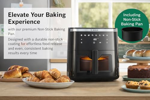 Bosch Crispmaxx Air Fryer 4.0L with Baking Tray, With Touch Panel,Smart Integrated System,With Adjustable Grid,6 Preset+ Preheat And Keep Warm Function, MAF240B5IN, 1350 Watts Black. view 2