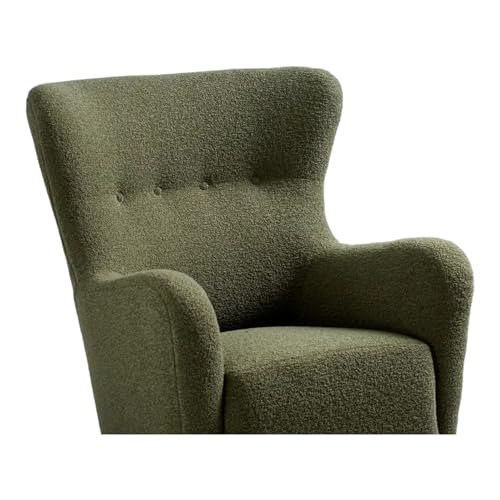 Image of Lakdi The Furniture High Back Luxury Wingback Armchair with Textured Boucle Upholstery & Solid Wood Lounge Chair, Mid-Century Modern Design | 5 Years Warranty | Free Assembly - 15185162