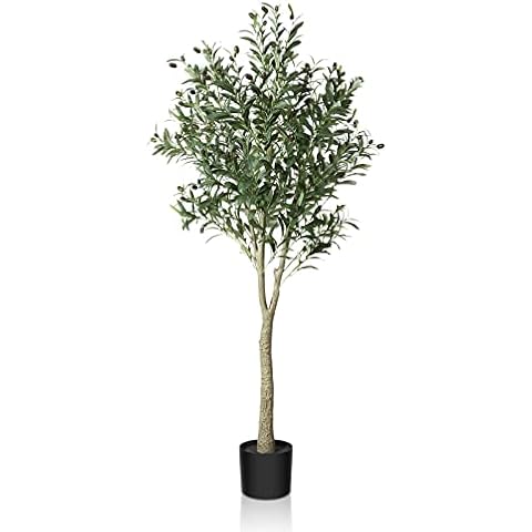 CROSOFMI Artificial Olive Tree 150cm Big tall Fake Plants, Artificial Olive Silk Plants Indoors in Pots, Faux Tropical large artificial plant suitable for Home Office Living Room outdoors Decor Cover