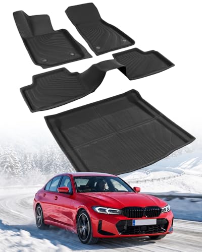 hoMPLEX XPE Floor Mats Cargo Liner for BMW 3 Series 330i M340i Sedan 2019-2025 2026/for BMW 330e 2021-2025 2026 All-Weather Protector Mat for 3 Series 2020 2022 2023 2024 Car Accessories