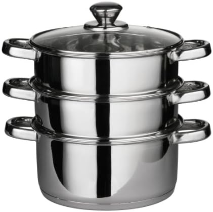 Premier Housewares Steamer, stainless steel, glass lid, Ø22 x H25 cm