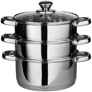 Premier Housewares Steamer, stainless steel, glass lid, Ø22 x H25 cm
