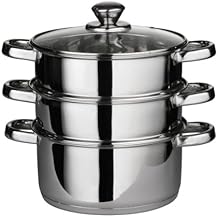 Premier Housewares Steamer, Stainless Steel, Glass lid, 22 x H25 cm, Silver