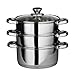 Premier Housewares Multi Steamer- Vaporiera, Acciaio inossidabile, Coperchio in vetro, Argento, Ø22 x H25 cm