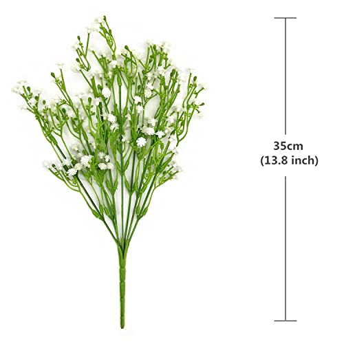 Artificial Flowers White Baby Breath Plastic Fake Gypsophila For Indoor Outdoor Girl Crown Wedding Bridal Bouquet Home Garden Party Diy Wreath Table Arrangement Decoration Pot Planter Filler 4 Pcs #TOP5