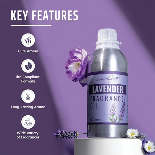 Image of Aromahpure Lavender Aroma Oil | 500ml Undiluted & Natural | Long-Lasting Scent for Aromatherapy, Candle & Soap Making, Diffusers, Room Freshener, Humidifier, Bathroom Revitalizer & Home Essentials