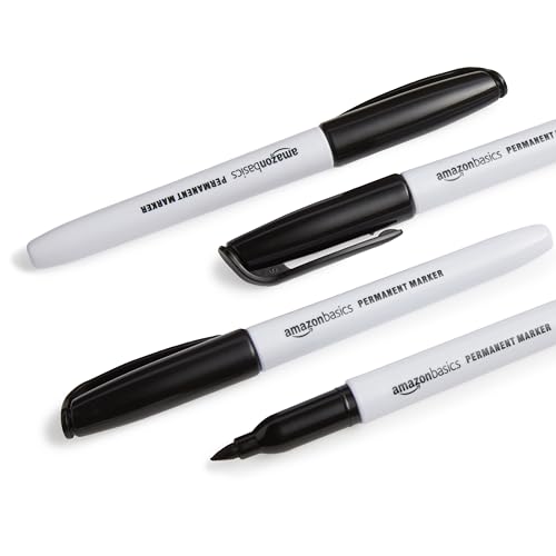 Image of Amazon Basics Fine Tip Permanent Markers for Writing, Drawing, Quick Drying, Office, School, and Home Use, Black, 24 Pack
