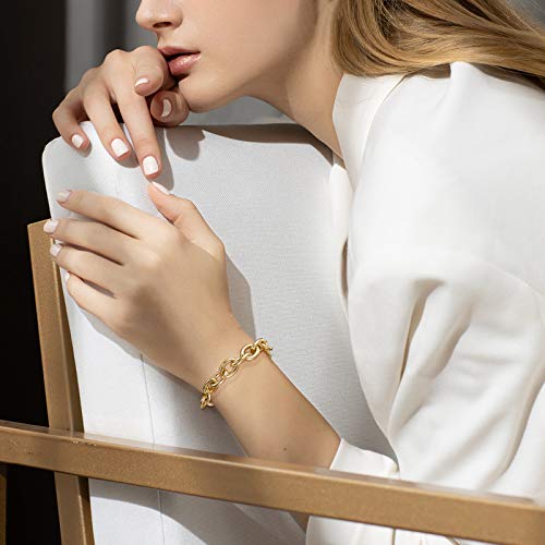Gold Bracelets For Women - Lane Woods 14K Gold Plated Chunky Thick Large Link Chain Bracelet #TOP1