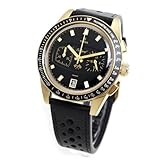 YEMA Rallygraf Oro Acciaio Ibrido Meccanico Quarzo Nero Orologio Data Uomo