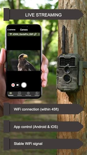 GardePro E6P WiFi Trail Camera (Non-Cellular), 64MP Photos, 1296P HD Video, Long-Lasting 8000mAh Rechargeable Battery, Live View, 110° Wide-Angle, No-Glow Night Vision, Motion Activated - Thumbnail 3