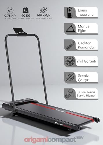 V-FIT by Voit Origami Compact Koşu Bandı Ev Tipi Katlanabilir Yürüyüş Bandı | 750W Energy Saver Motor, 1-10 km/s, LED Ekran, Uzaktan Kumanda - Görsel 2