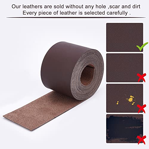 GORGECRAFT Full Grain Leather Straps 2 Inches Wide 78 Inches Long Single Sided PU Leather Strip for DIY Crafts Projects Clothing Wrapping Making Bag Strap (Dark Brown - Image 4