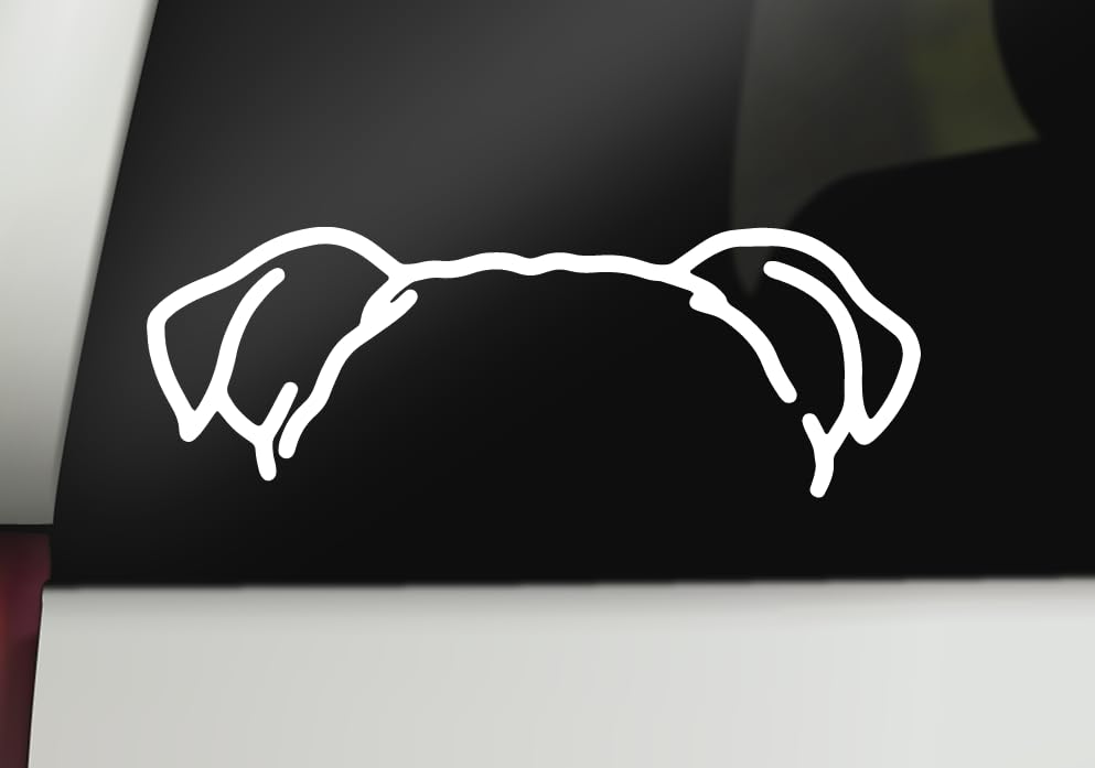 Image of Bulldog Ears Vinyl Decal Bulldog Dog Car Window Laptop Tumbler Bumper Sticker 7.5 inch x 2.6 inch Size White Made in USA