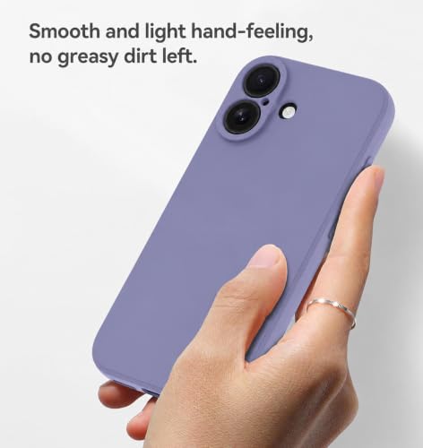Image of DIZORO Square Microfiber Candy Case Compatible for iPhone 17 Shockproof Slim Back Cover Liquid Silicone Case - Lavender Grey