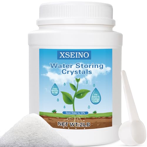 XSEINO 2LB Soil Moisture Crystals Water-Absorbing Hydrogel for Plants Solves Over and Under-Watering Long-Lasting Water Retention to Keep Soil Moist Polymer Water Storage Crystals