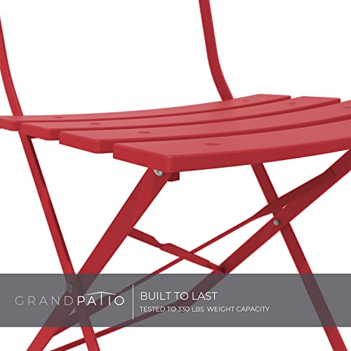 Grand Patio Premium Frame Patio Bistro Set, Folding Outdoor Patio Furniture Sets, 3 Piece Patio Set of Folding Patio Table and Chairs, Red