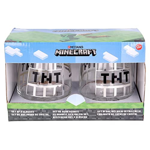 Stor8412497021864Cristal Vidrio 2-Piezas Juego, 510 ml Capacidad, Minecraft