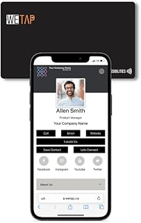 Wetap Digital Business Card - NFC Enabled Card - Share Contact Info, Social Media, Custom Links, Direct Links, Logo and Many More - Compatible with iPhone & Android - Features NFC Tap & QR Scan