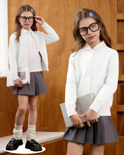 Image of Girls Cardigan Sweater School Uniforms Toddler Long Sleeve Button Knit Solid Sweaters Tops